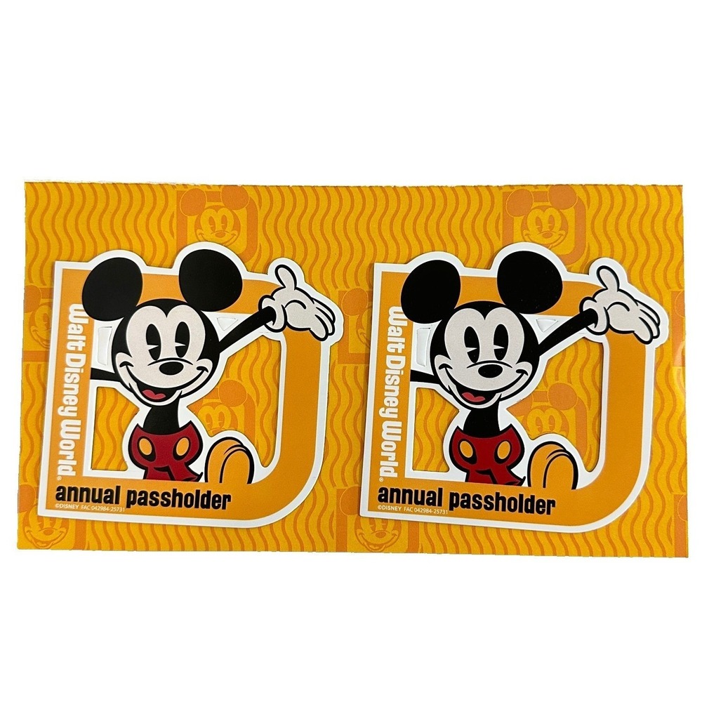 Disney World Annual Passholder Magnets Mickey Mouse Orange Set of 2 WDW AP New